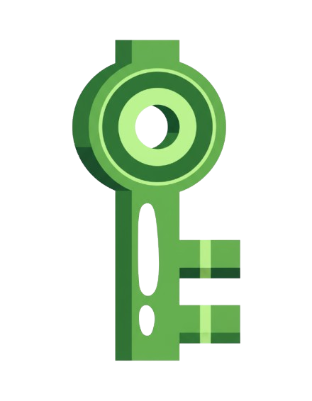 Green key icon with circular head and bit | Cpflah.sg